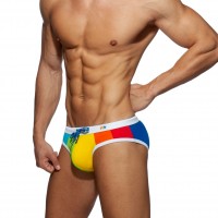 Plavky Addicted ADS238 Rainbow Swim Brief biele