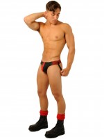 M&K Fist Leather Jock Black-Red