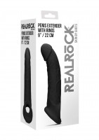 Návlek na penis RealRock Penis Extender 9″ černý