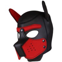 Psí maska Neoprene Puppy Hood červeno-černá