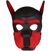 Psí maska Neoprene Puppy Hood červeno-černá