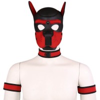 Psí maska Neoprene Puppy Hood červeno-černá