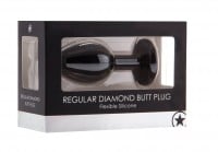 Análny šperk Ouch! Diamond Butt Plug stredný čierny