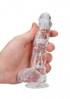 Gelové dildo RealRock Crystal Clear 6″ průhledné