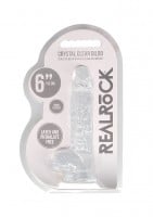 Gélové dildo RealRock Crystal Clear 6″ modré