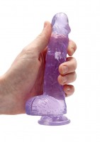 Gelové dildo RealRock Crystal Clear 6″ fialové