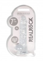 Gélové dildo RealRock Crystal Clear 7″ fialové