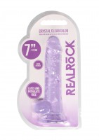 Gelové dildo RealRock Crystal Clear 7″ fialové
