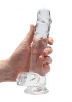 Gelové dildo RealRock Crystal Clear 8″ průhledné