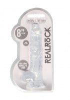 Gélové dildo RealRock Crystal Clear 8″ fialové