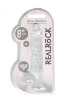 Gelové dildo RealRock Crystal Clear 8″ modré