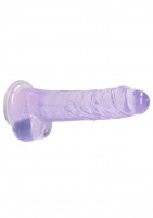 Gélové dildo RealRock Crystal Clear 8″ fialové