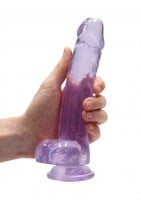 Gélové dildo RealRock Crystal Clear 8″ fialové