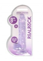 Gélové dildo RealRock Crystal Clear 8″ fialové