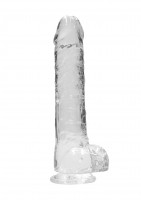 Gélové dildo RealRock Crystal Clear 9″ modré