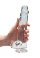 Gélové dildo RealRock Crystal Clear 9″ fialové