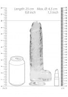 Gélové dildo RealRock Crystal Clear 9″ modré