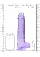 Gélové dildo RealRock Crystal Clear 9″ modré