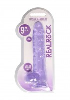 Gelové dildo RealRock Crystal Clear 9″ fialové