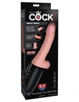 Vibračné dildo so semenníkmi King Cock Plus 6.5″ Triple Threat