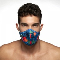 Rúško ES Collection AC099 Flowery Mask tmavo modré