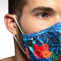 Rúško ES Collection AC099 Flowery Mask tmavo modré