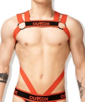 Postroj Outtox HR141-10 Bulldog Harness with Cockring červený