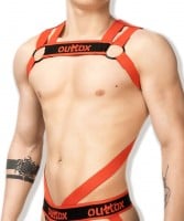 Postroj Outtox HR141-10 Bulldog Harness with Cockring červený