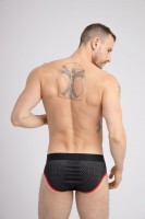 Slipy Maskulo BR074-10 Printed Mesh Briefs červené