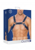 Kožený harness Ouch! Buckle Bulldog modrý