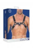 Kožený harness Ouch! Chest Bulldog modrý