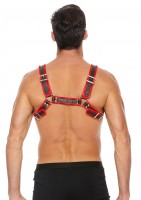 Kožený harness Ouch! Buckle Bulldog červený