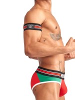 Pásky na bicepsy Mister B Urban Club Striped červené