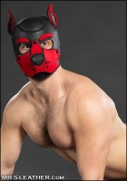 Psí maska Mr. S Leather Neoprene K9 Hood červená