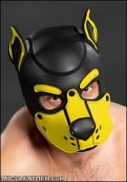 Psí maska Mr. S Leather Neoprene K9 Hood žlutá