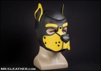 Psí maska Mr. S Leather Neoprene K9 Hood žlutá