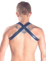 Kožený postroj Mister B X-Back Harness Premium modrý