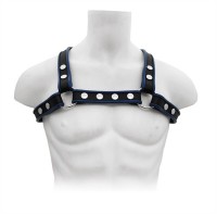 Kožený postroj Mister B X-Back Harness Premium modrý