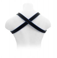 Kožený postroj Mister B X-Back Harness Premium modrý