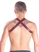 Kožený postroj Mister B X-Back Harness Premium červený