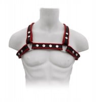 Kožený postroj Mister B X-Back Harness Premium červený