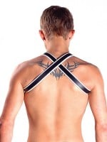 Kožený postroj Mister B X-Back Harness Premium biely