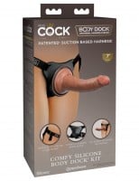 Připínací dildo s postrojem King Cock Elite Comfy Silicone Body Dock Kit