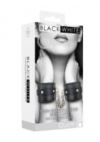 Ouch! Black & White Leather Wrist Cuffs