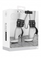 Ouch! Black & White Leather Ankle Cuffs