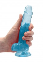 Gelové dildo RealRock Crystal Clear 7″ modré