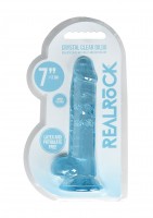 Gelové dildo RealRock Crystal Clear 7″ modré