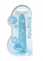 Gélové dildo RealRock Crystal Clear 8″ modré