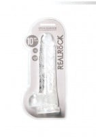 Gélové dildo RealRock Crystal Clear 10″ fialové