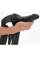 Duté připínací dildo RealRock Hollow Strap-On 6″ černé